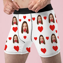 Custom Face Boxers AR View Personalised Heart and Lips Underwear Gift For Boyfriend - MyFaceBoxerUK
