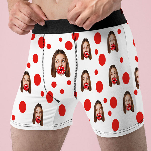 Custom Face Lips Boxers AR View Personalised Boxer Shorts Valentine's Day Gift For Lover - MyFaceBoxerUK