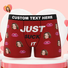 Custom Face Boxer Briefs Just Suck It Personalised Naughty Valentine's Day Gift for Him - MyFaceBoxerUK