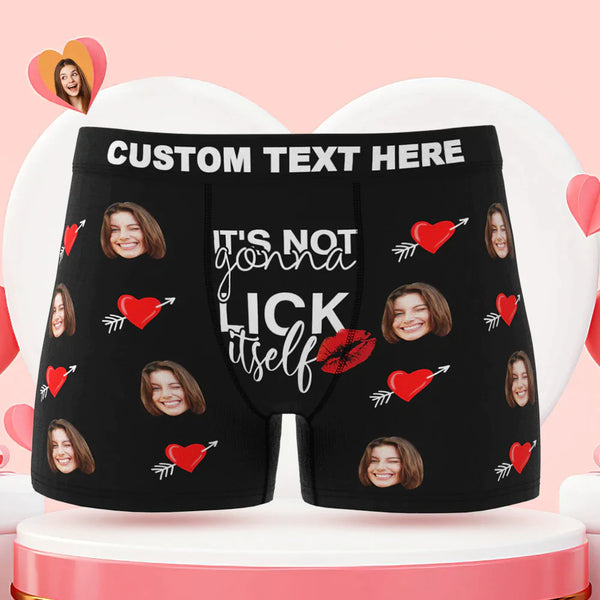 Custom Face Lick Itself Boxer Briefs Personalised Naughty Valentine's Day Gift for Him - MyFaceBoxerUK