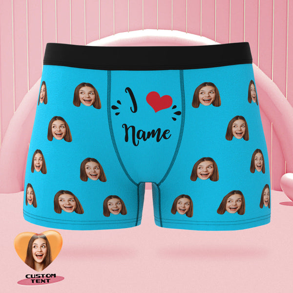 Custom Face Boxer Briefs I Love Name Personalised Naughty Valentine's Day Gift for Him - MyFaceBoxerUK