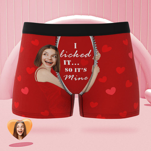 Custom Girlfriend Face Boxer Briefs I Licked It Personalised Naughty Valentine's Day Gift for Him - MyFaceBoxerUK