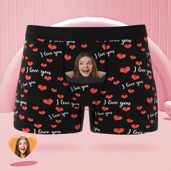 Custom Face Boxer Briefs I Love You with All My Heart Personalised
