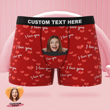 Custom Face Boxer Briefs I Love You with All My Heart Personalised Naughty Valentine's Day Gift for Him - MyFaceBoxerUK