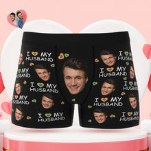 Custom Face Boxer Briefs I Love My Husband Personalised Naughty LGBT Gift for Him - MyFaceBoxerUK