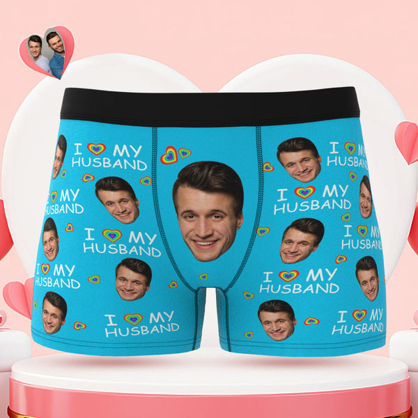 Custom Face Boxer Briefs I Love My Husband Personalised Naughty LGBT Gift for Him - MyFaceBoxerUK