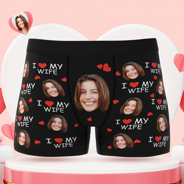 Custom Face Boxer Briefs I Love My Wife Personalised Naughty Gift for Him - MyFaceBoxerUK