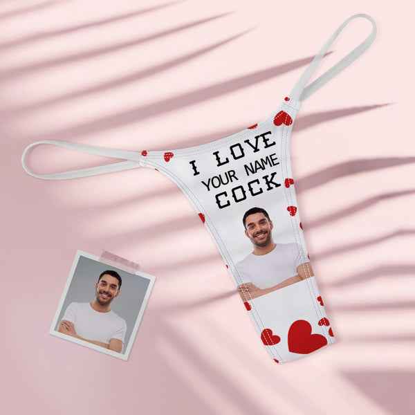 Custom Face Women's Colorful Tanga Thong Valentine's Day Gift I Love Your Cock - MyFaceBoxerUK
