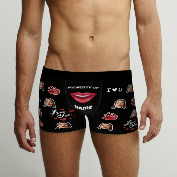 Customized Boxer Briefs Love You Property of Name Men's Personalised Underwear Funny Gift - MyFaceBoxerUK