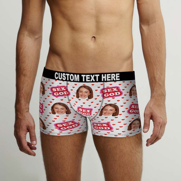 Custom Face Boxers Briefs Personalised Men's Shorts With Photo - Sex God - MyFaceBoxerUK