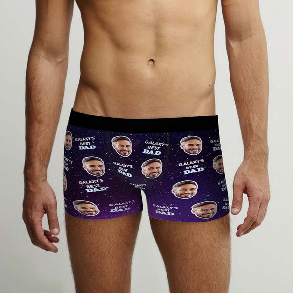 Custom Face Boxers Briefs Personalised Men's Shorts With Photo For Dad - Galaxy - MyFaceBoxerUK