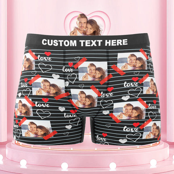 Custom Photo Boxers Briefs Picture of Love Personalized Photo Underwear Gift for Him - MyFaceBoxerUK