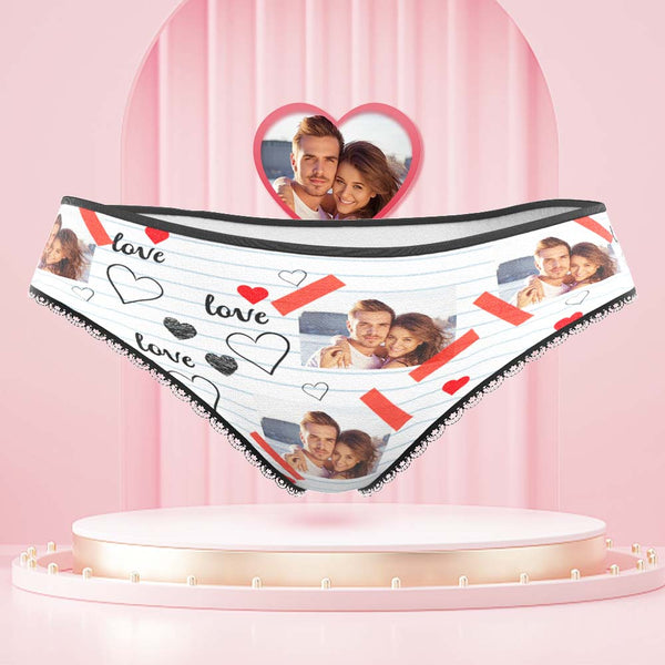 Custom Photo Women's Panties Picture of Love Gift for Her - MyFaceBoxerUK