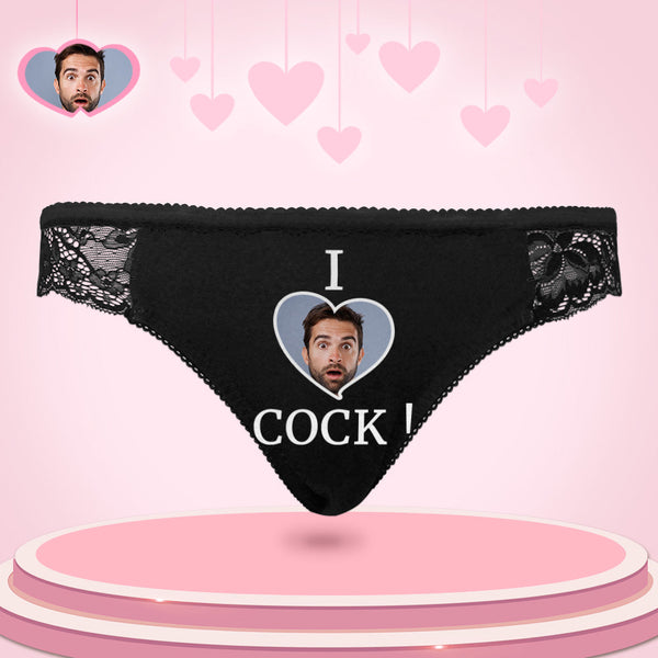 Custom Women Lace Panty I Love Cock Photo Sexy Panties Sweet Gift - MyFaceBoxerUK