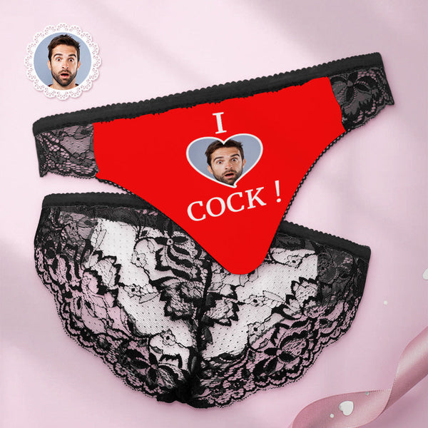 Custom Women Lace Panty I Love Cock Photo Sexy Panties Sweet Gift - MyFaceBoxerUK