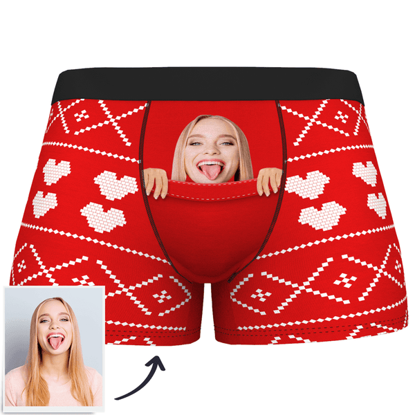 Custom Girlfriend Face Boxers Shorts Christmas Pocket Personalised Boxers with face on them