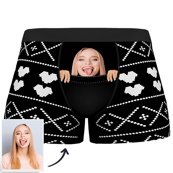 Custom Girlfriend Face Boxers Shorts Christmas Pocket Personalised Boxers with face on them