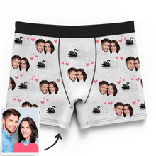 Couple Men's Custom Swan And Face On Boxer Shorts