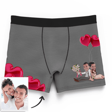 Romantic Couple Men's Custom Face On Boxer Shorts