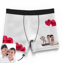 Romantic Couple Men's Custom Face On Boxer Shorts