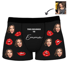 Custom Photo Boxer Shorts for Men With THIS BELONGS TO and Custom Name Printed