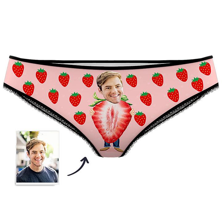 Custom Photo Panties for Women with Strawberry Sign