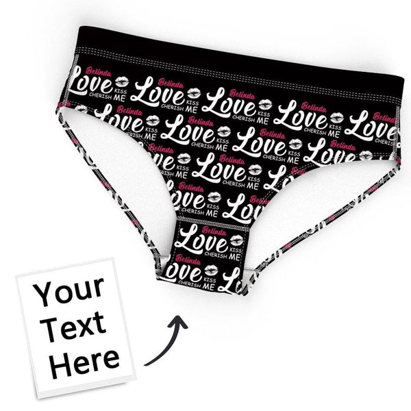 Custom Name On Love Panties Women Kiss Photo Underwear