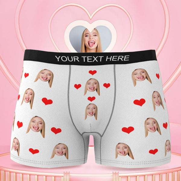 Custom Men's Face Heart Boxers Briefs Valentine's Day Gifts - Online Preview