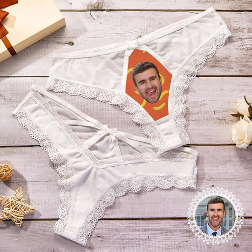 Custom Lace Thong Sexy Banana Lace Panties Funny Gift with Boyfriend Face - MyFaceBoxerUK