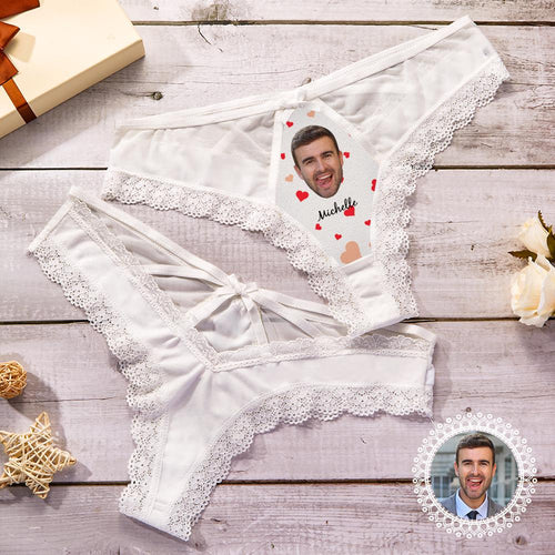 Custom Face Lace Thong Sexy Lace Panties Funny Gift with Boyfriend Name - MyFaceBoxerUK