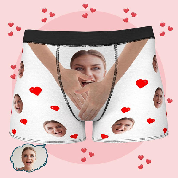 Personalised Funny Face Boxers Custom Photo Underwear Gift for Men Girl Face and Hug
