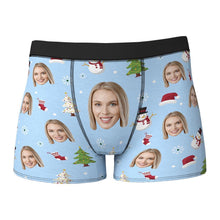 Custom Face Boxers Shorts Christmas Tree Personalised Photo Underwear Christmas Gift for Men