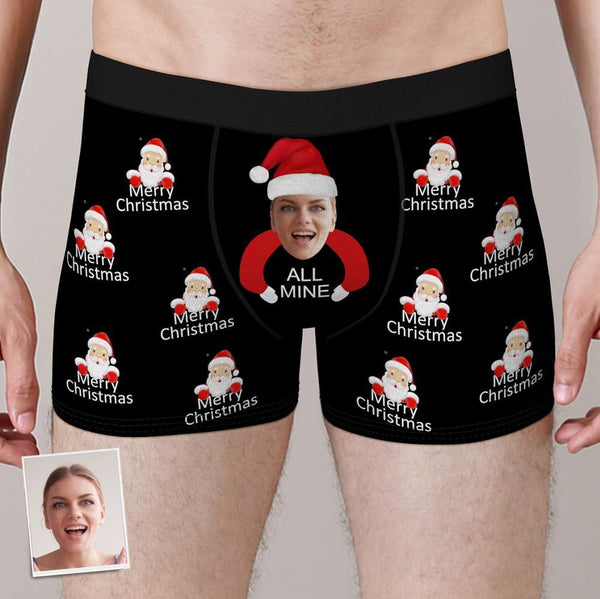 Custom Girlfriend Face Boxers Shorts All Mine Personalised Photo Underwear Christmas Gift for Men