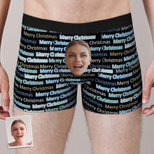 Custom Funny Face Boxers Shorts Merry Christmas Personalised Photo Underwear Christmas Gift for Men