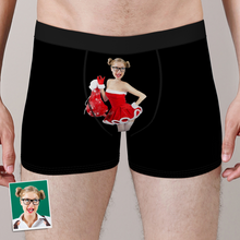 Custom Christmas Girl Face Boxers Shorts Personalised Photo Underwear Christmas Gift for Men