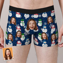 Custom Face Boxers Shorts Christmas Snowman Personalised Photo Underwear Christmas Gift for Men