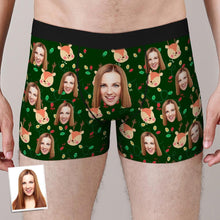 Custom Face Boxers Shorts Christmas Elk Personalised Photo Underwear Christmas Gift for Men