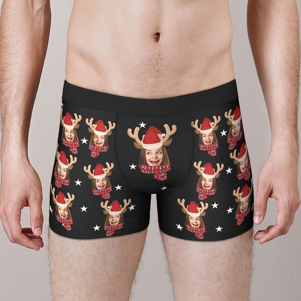 Custom Christmas Face Boxers Personalised Funny Naughty Underwear Christmas Gift For Boyfriend