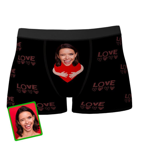 Custom Face Boxers Personalised Naughty Underwear Love Heart Gift For Men