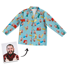 Multi-Color Custom Photo Long Sleeve Pajamas, Nightwear - Father's Day Gifts