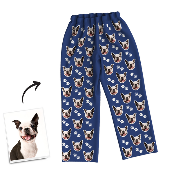 Multi-Color Custom Dog Photo Long Sleeve Pajamas, Sleepwear, Nightwear