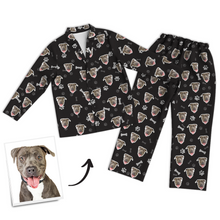 Multi-Color Custom Dog Photo Long Sleeve Pajamas, Sleepwear, Nightwear - Bone