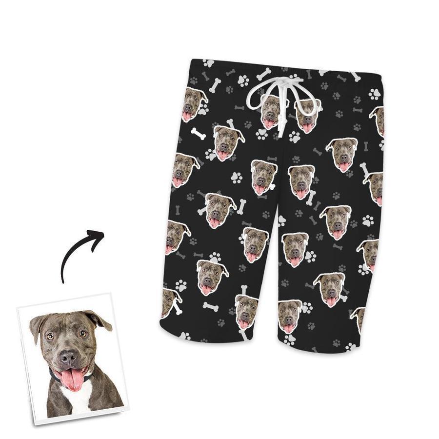 Custom Dog Face On Short Sleeved And Pants With Face Paw Bone Pajamas