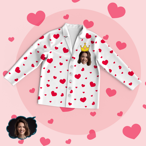 Custom Face Heart Pajamas Set Love My Mom Personalized Gifts for Mum