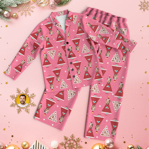 Custom Face Christmas House Pajamas Personalised Pink Santa Pajamas Women Men Set Christmas Gift - MyFaceBoxerUK
