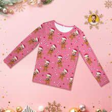 Custom Face Pink Pajamas Personalised Round Neck Gingerbread Christmas Pajamas For Women And Men - MyFaceBoxerUK