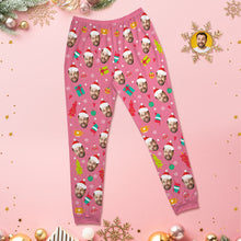 Custom Face Pink Pajamas Personalised Round Neck Funny Christmas Pajamas For Women And Men - MyFaceBoxerUK