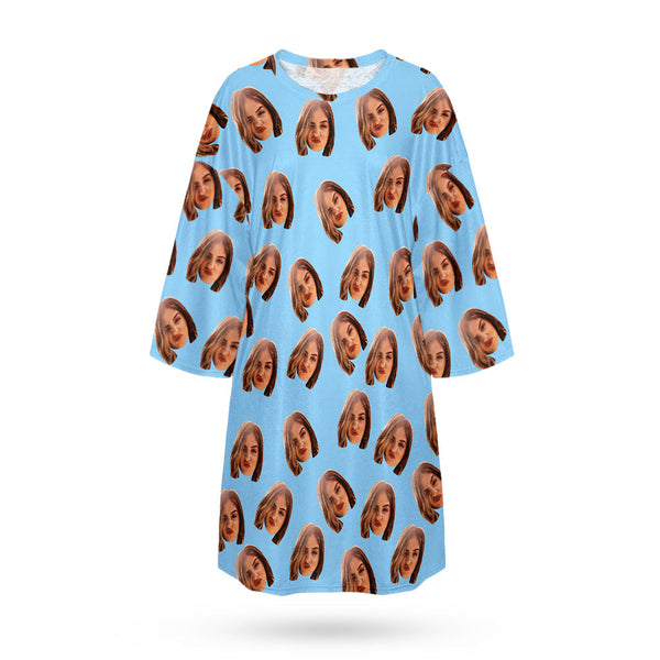 Custom Photo Face Nightdress Personalised Women's Oversized Colorful Nightshirt Gifts For Women - MyFaceBoxerUK