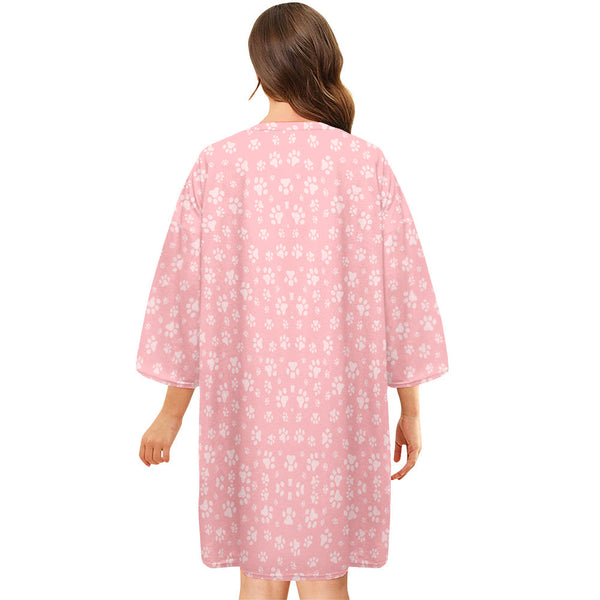 Custom Photo And Name Nightdress Personalised Women's Oversized Nightshirt Footprint Gifts For Her - MyFaceBoxerUK