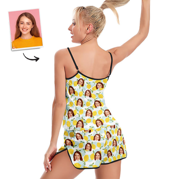 Custom Face Camisole Sleepwear Fresh Lemon Personalized Lingerie Set Summer Pajamas - MyFaceBoxerUK